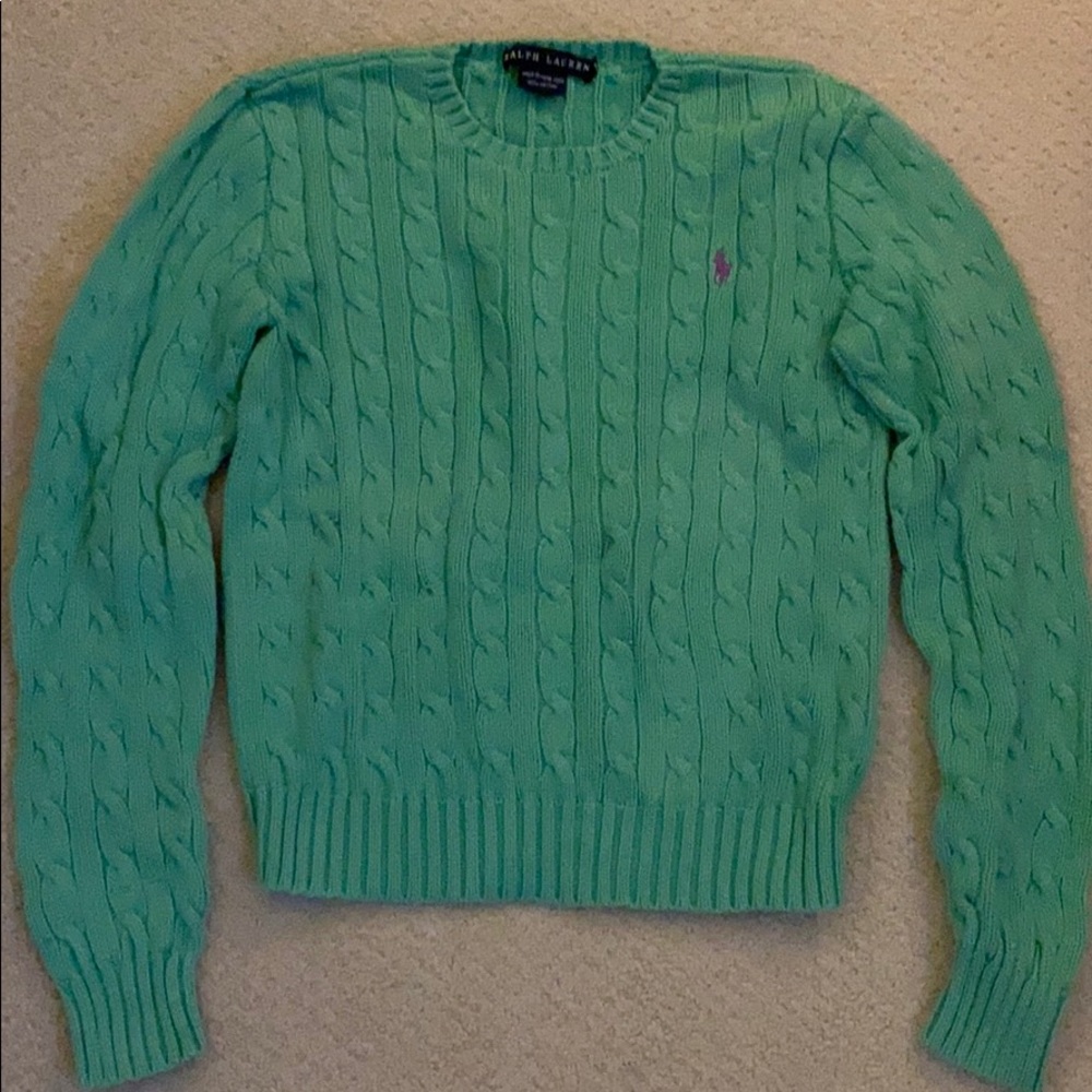 Ralph Lauren Mint Cable Knit Sweater